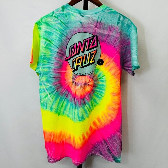 NWT Santa Cruz Tie Dye T-Shirt Size M Only at Tillys Spiral Logo Rainbow - Picture 2 of 13